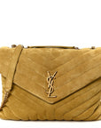 Suede Y Quilted Monogram Medium Loulou Chain Satchel Chartreuse