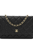 Lambskin Quilted Wallet On Chain WOC Black