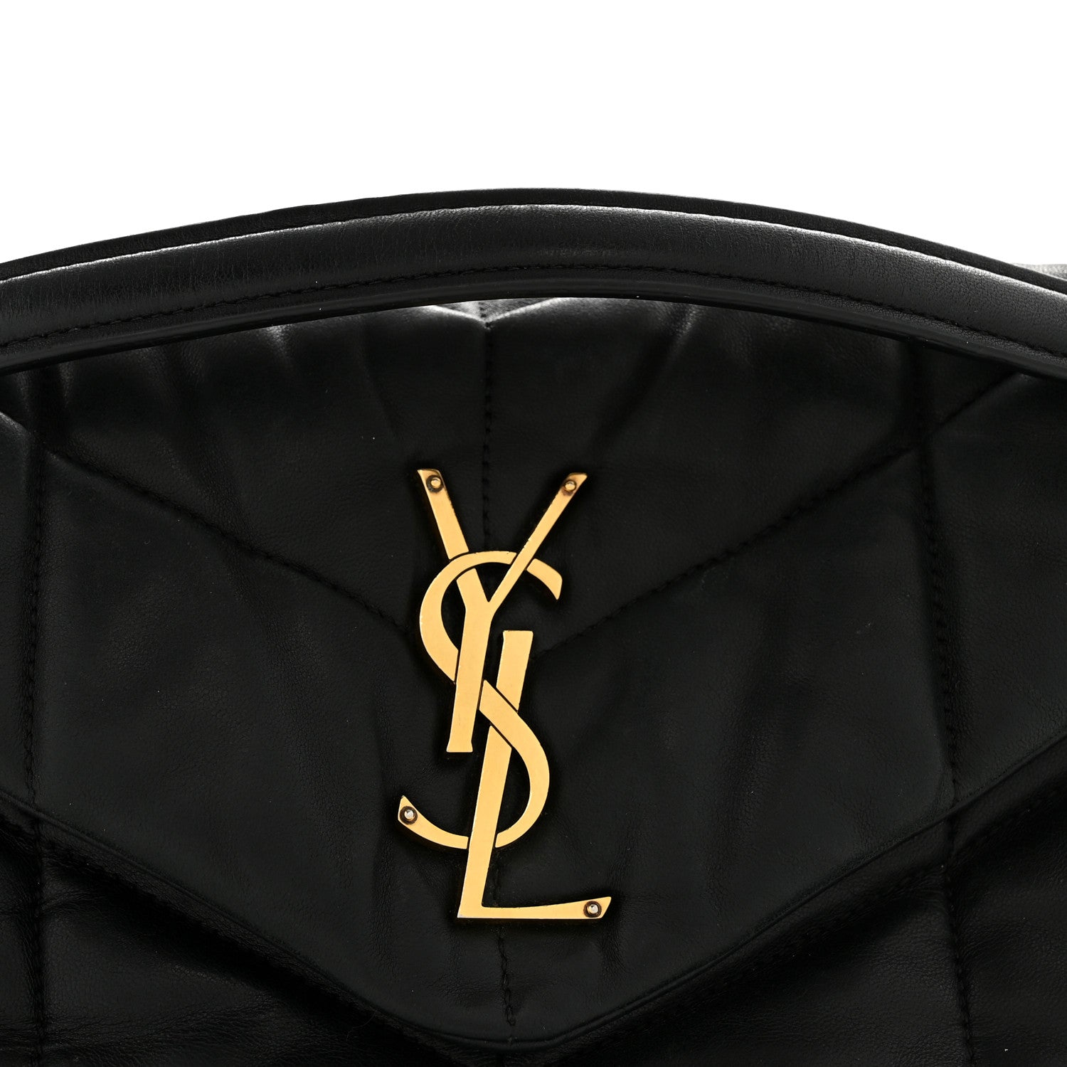 Lambskin Quilted Small Loulou Puffer Monogram Chain Satchel Black