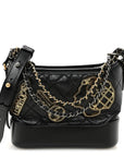 Aged Calfskin Quilted Charms Small Gabrielle Hobo Black