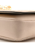 Satin Crystal Medusa Chain Clutch Beige