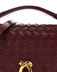 Nappa Intrecciato Knot Lock Top Handle Crossbody Bag Barolo