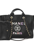 Calfskin Medium Deauville Tote Black Multicolor