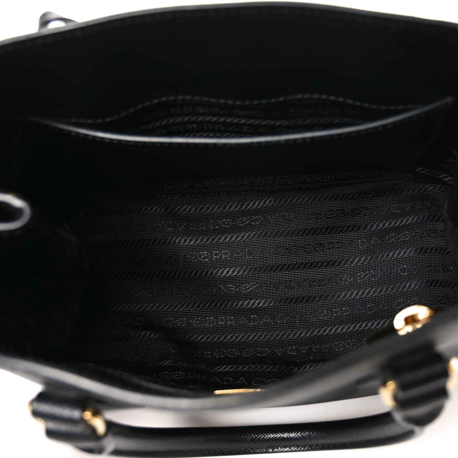 Saffiano Lux Micro Galleria Shoulder Bag Black