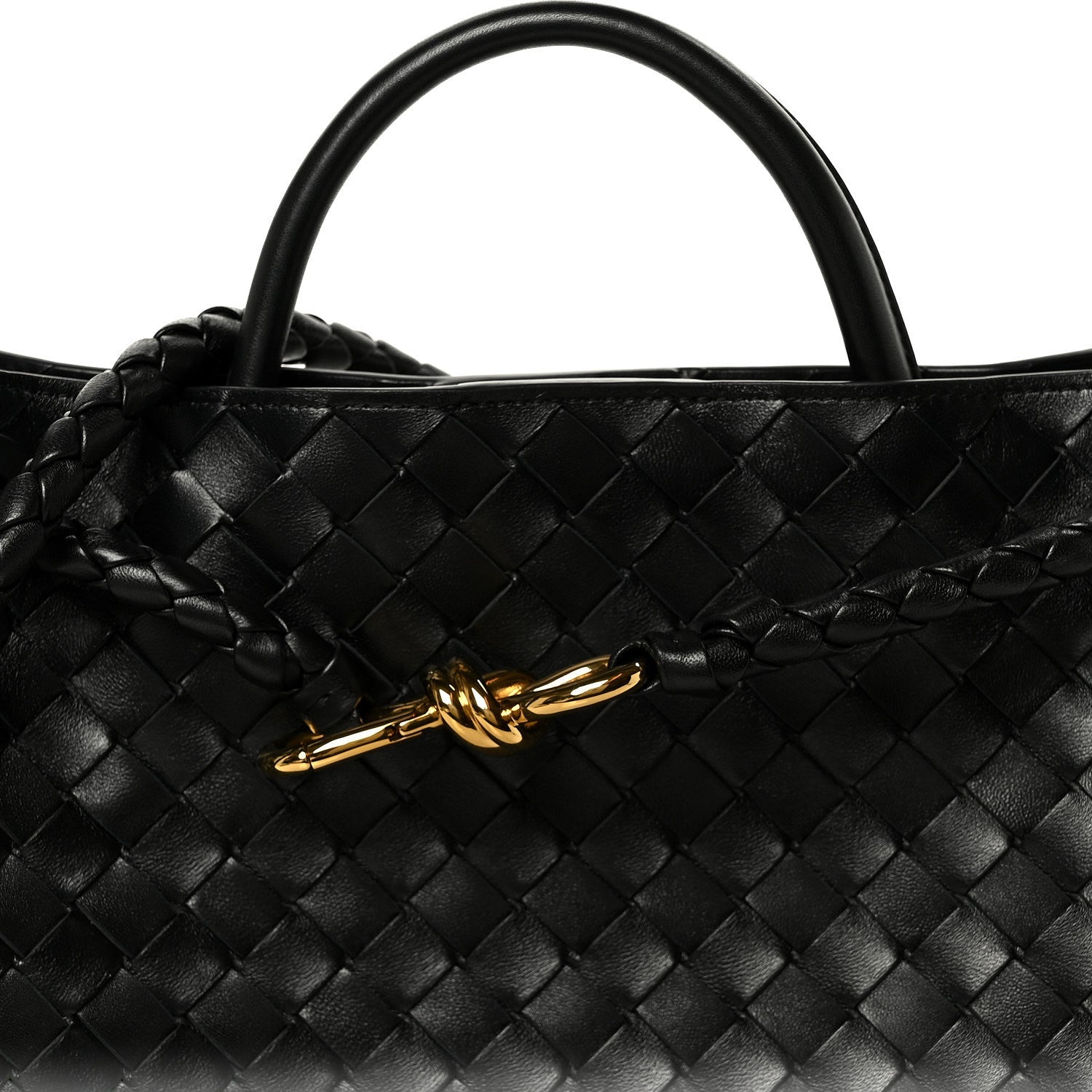Nappa Intrecciato Medium Andiamo Shoulder Bag Black