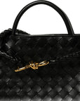 Nappa Intrecciato Medium Andiamo Shoulder Bag Black