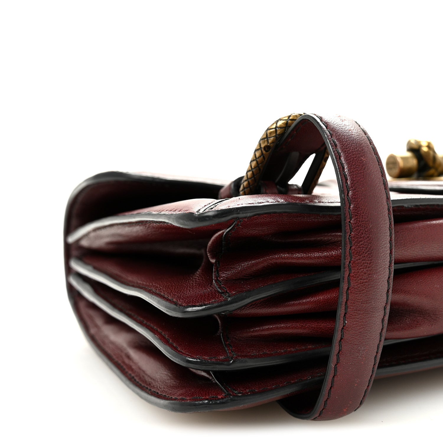 French Calfskin Intrecciato City Knot Bag Burgundy
