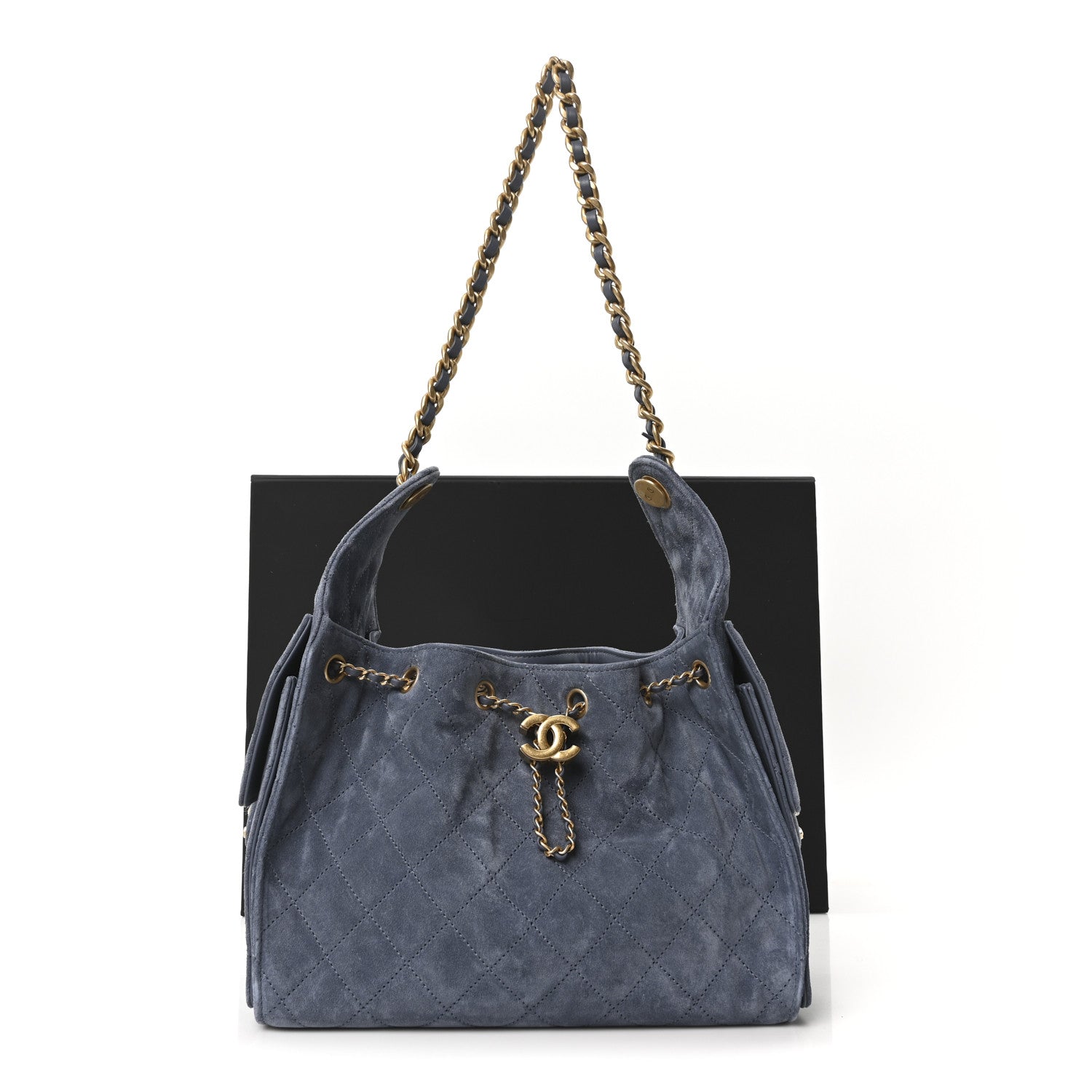 Suede Quilted Small CHNL 25 Handbag Blue