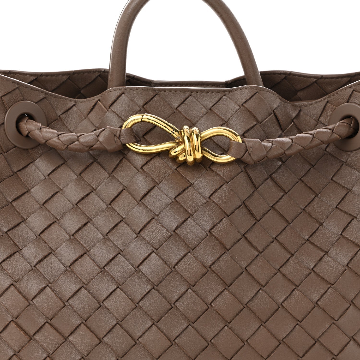 Nappa Intrecciato Medium Andiamo Shoulder Bag Taupe Grey