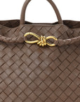 Nappa Intrecciato Medium Andiamo Shoulder Bag Taupe Grey
