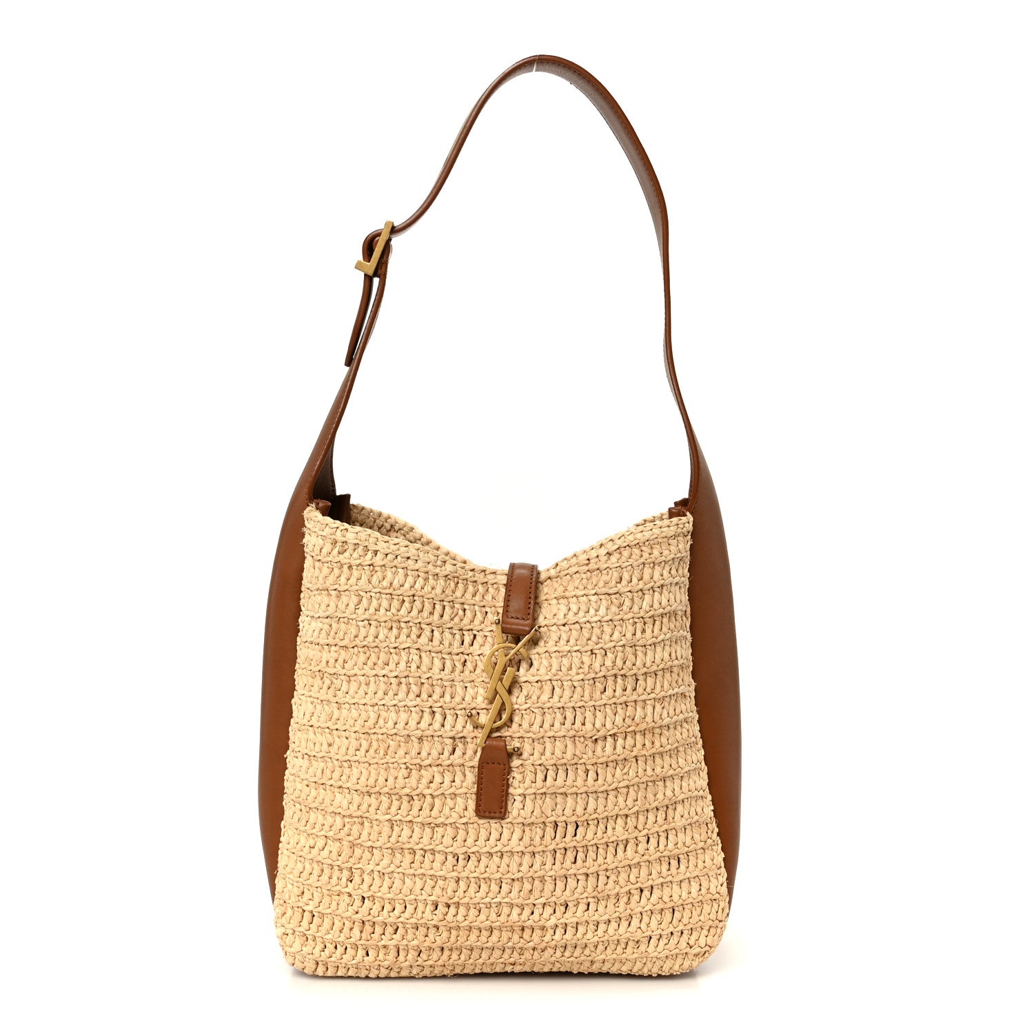 Raffia Calfskin Le 5 A 7 Small Hobo Natural Brick