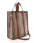 E-Canvas Stripe Small Portrait Tote Bag Archive Beige