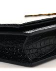 Calfskin Crocodile Embossed Kate Monogram Tassel Chain Wallet Black