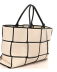 Canvas Maxi Intrecciato Large Arco Tote Beige Black