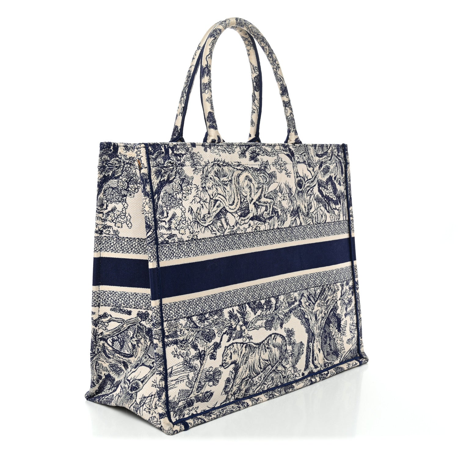 Canvas Embroidered Large D1ORiviera Toile De Jouy Book Tote Blue