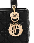 Lambskin Cannage Small Lucky Badges My Lady D1OR Black