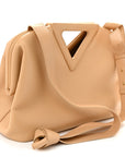 Calfskin Medium The Point Triangle Bag Almond