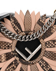 Vitello Century Snakeskin F is FNDI Flower Burst FF Small Kan I Shoulder Bag Black Beige