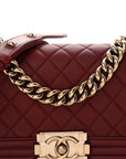 Lambskin Quilted Small Boy Flap Burgundy