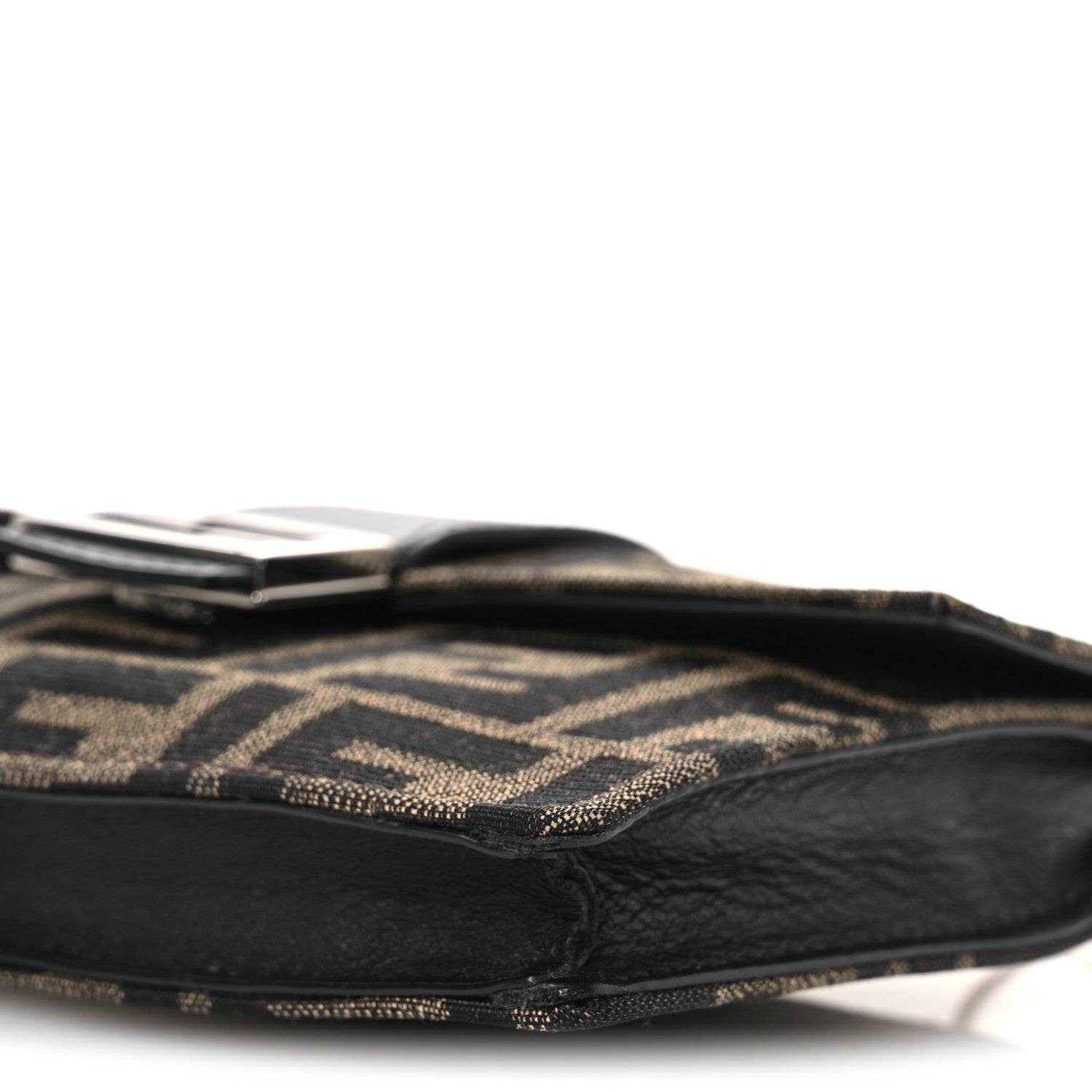 Recycled Fabric Jacquard Vitello Grace FF 1974 Baguette Belt Pouch Tobacco Moro Black