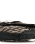 Recycled Fabric Jacquard Vitello Grace FF 1974 Baguette Belt Pouch Tobacco Moro Black