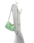 Goatskin Quilted Medium CHNL 19 Flap Light Green