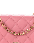 Caviar Quilted Wallet on Chain WOC Pink