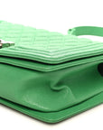 Caviar Quilted Medium Boy Flap Green