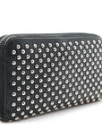 Nappa Metal Studded Zip Around Wallet Black
