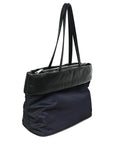 Nappa Nylon Soft Padded Shopping Tote Black Blue