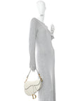 Grained Calfskin Saddle Bag White
