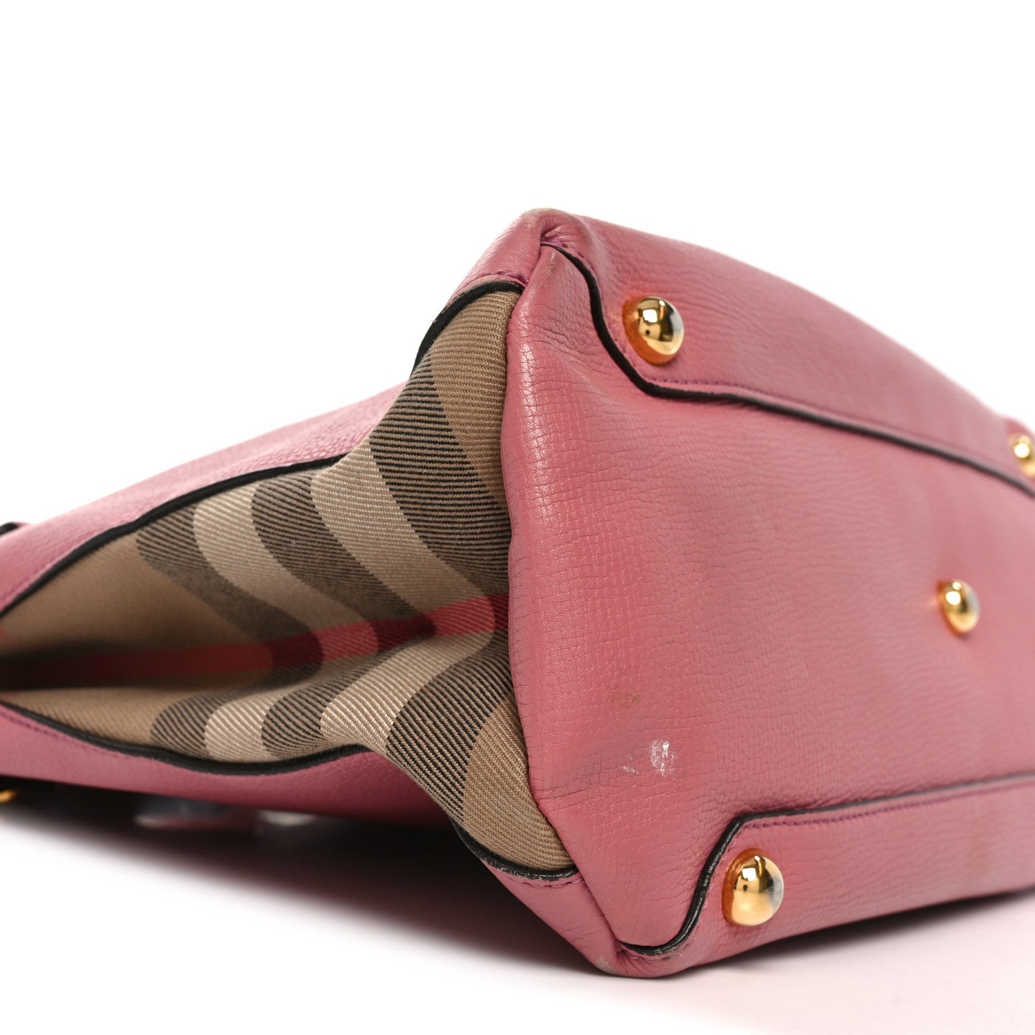 Grainy Calfskin House Check Medium Banner Tote Mauve Pink