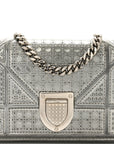 Metallic Patent Micro-Cannage Baby D1ORama Flap Bag Silver