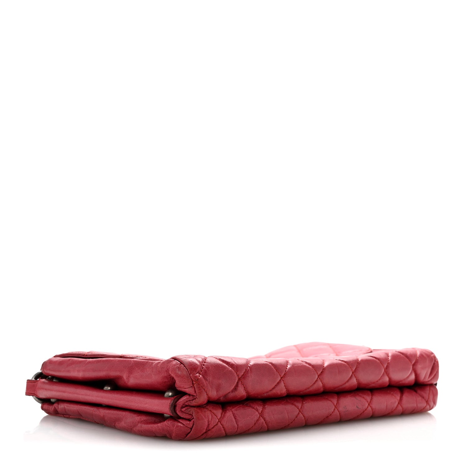 Glazed Calfskin Quilted Soft Boy Flap Red