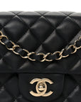 Lambskin Quilted Mini Rectangular Flap Black