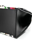 X GCCI Canvas Boarded Plutone Calfskin Flora Logo Print Small Hourglass Top Handle Bag White Multicolor Black