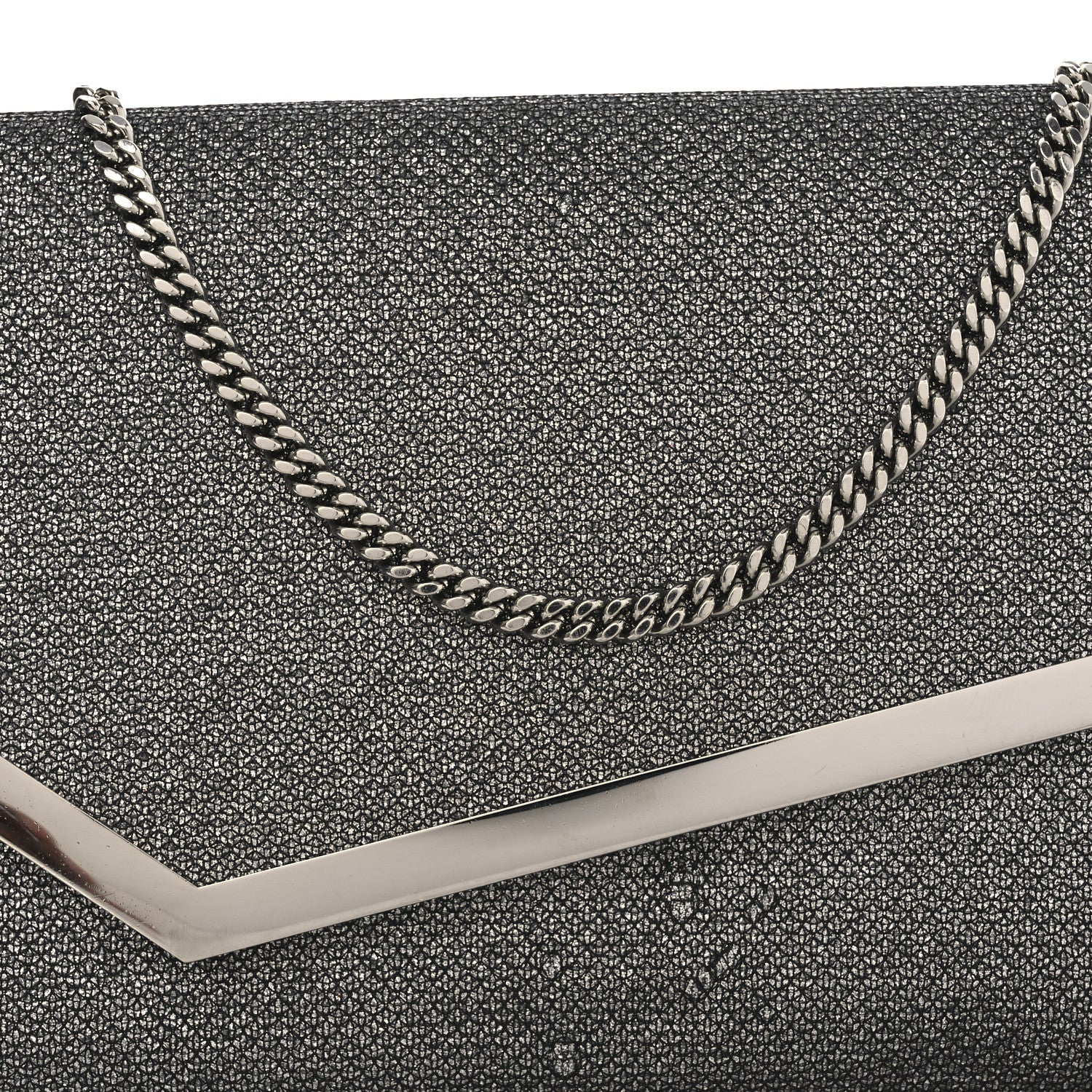 Glitter Fabric Erica Chain Clutch  Anthracite