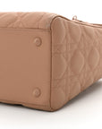 Ultra Matte Calfskin Cannage Medium Lady D1OR Beige