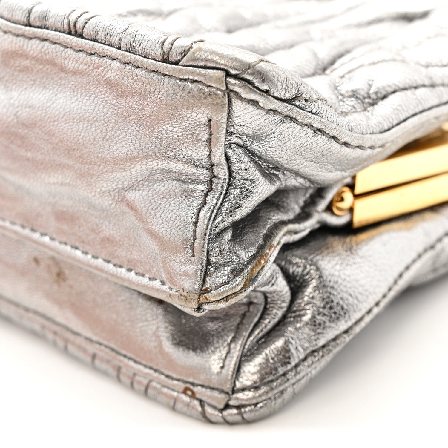 Metallic Matelasse Lux Mini Crossbody Tote Cromo