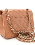 Lambskin Quilted Mini Rectangular Flap Brown