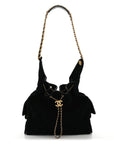 Suede Quilted Medium CHNL 25 Handbag Black