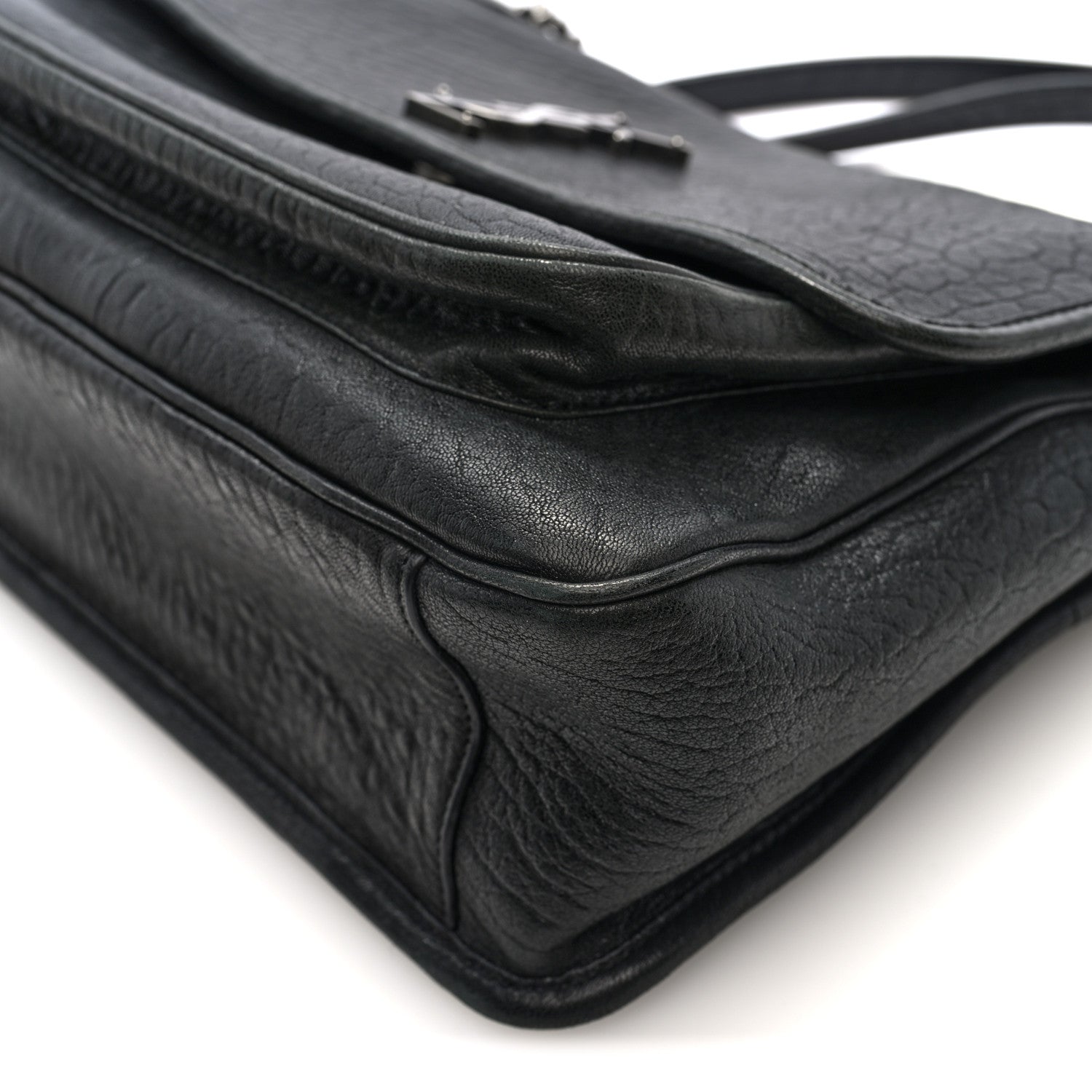 Grained Lambskin Monogram Large Niki Chain Satchel Black