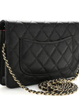 Caviar Quilted Perforated Metal CC Wallet On Chain WOC Black