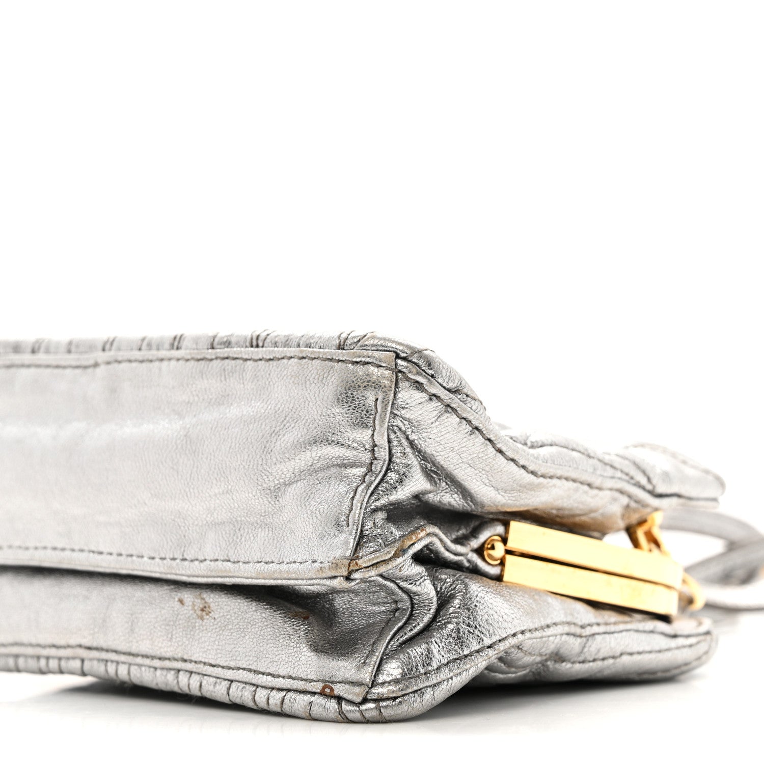 Metallic Matelasse Lux Mini Crossbody Tote Cromo