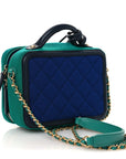 Jersey Quilted Small CC Filigree Vanity Case Blue Green
