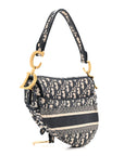 Oblique Embroidered Saddle Bag Blue