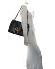 Calfskin Matelasse Medium GG Marmont Shoulder Bag Black