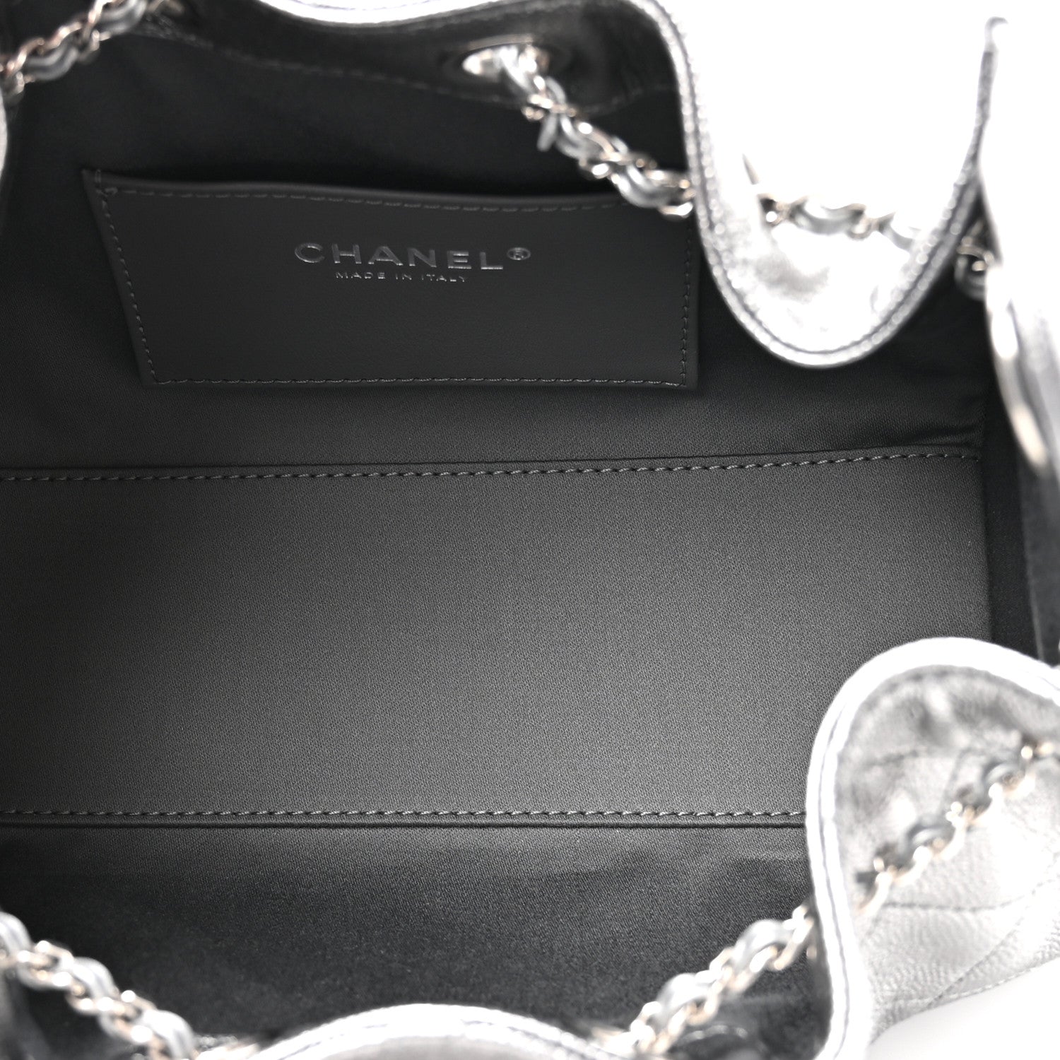 Metallic Caviar Quilted Mini CHNL 25 Handbag Anthracite