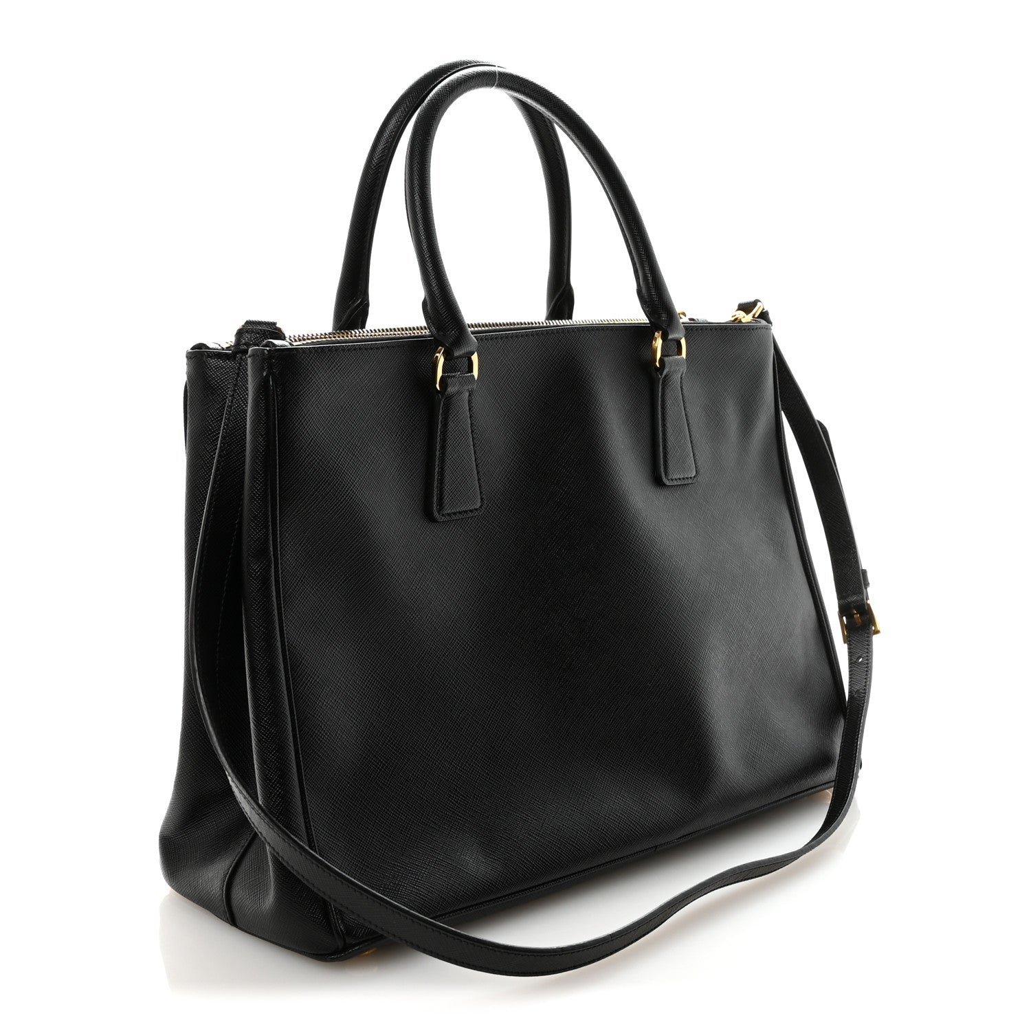 Saffiano Lux Large Galleria Double Zip Tote Black