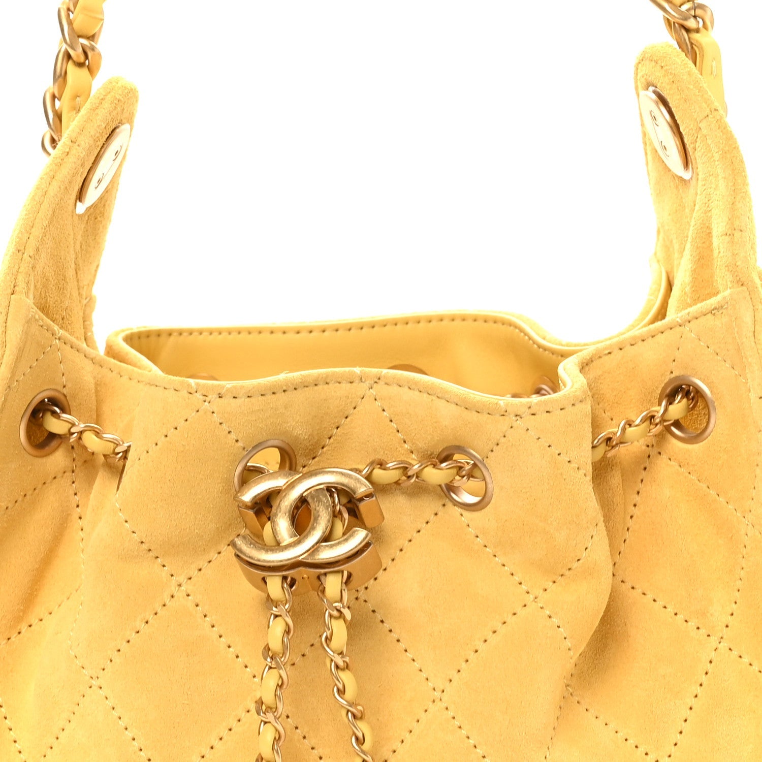 Suede Quilted Mini CHNL 25 Handbag Yellow